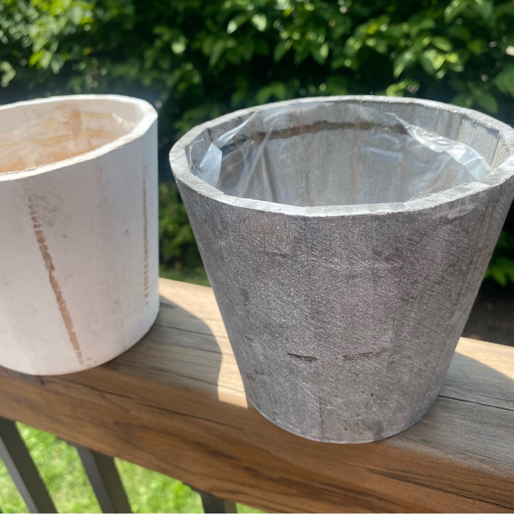 Set of 9 Rustic Wooden Planters in White and Brown - Picture 14 of 14